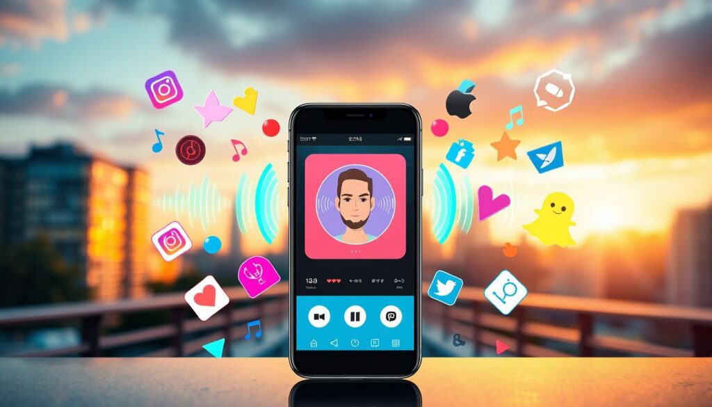 redes sociais efeitos voz